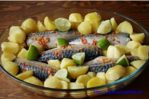 Скумбрия в духовке в картофелем