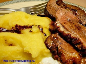 как приготовить утиную грудку с картофельно - яблочным пюре