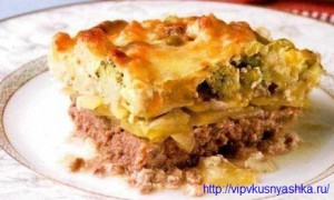 Запеканка из фарша с грибами