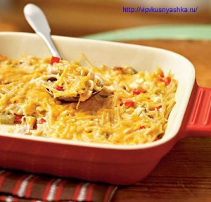 Запеканка из макарон с курицей