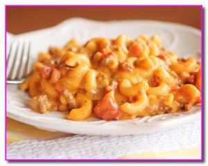 Макароны с фаршем и овощами или макароны Чизбургер