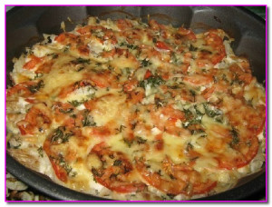 Рыба запеченная с помидорами с сыром